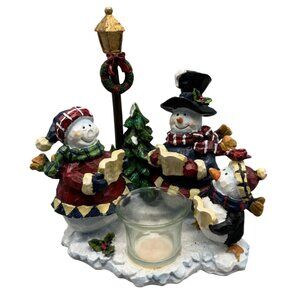 Christmas Snowman Family Candle Holder Figurine Christmas Decoration READ